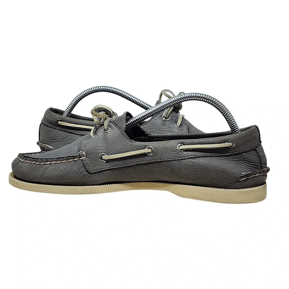 Sperry Top Sider 8.5 M Men Gray Leather Authentic Original Boat Shoes Classic